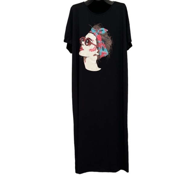 Vintage 80,s 2YK Figure Print style polo  short sleeve Maxi  Dress - Picture 3 of 15